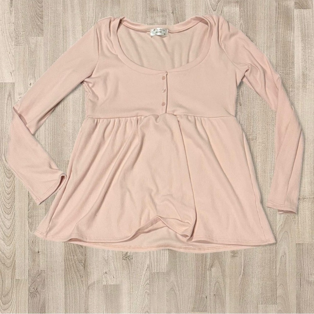 Blush Long Sleeve Buttoned Top